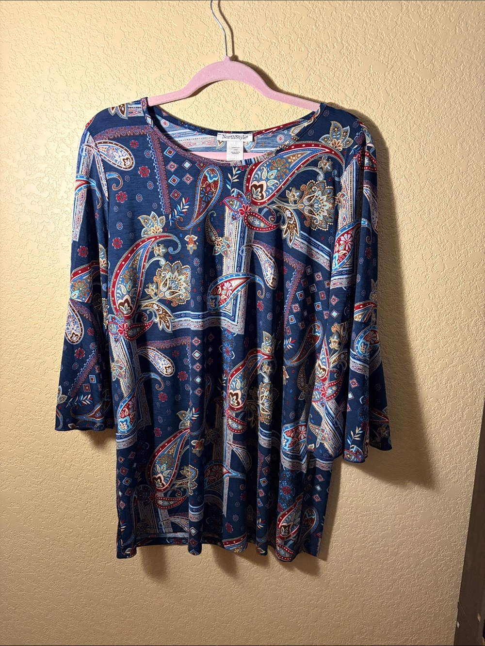 Aeropostale Navy Paisley Tunic Top with Red & Cream Accents